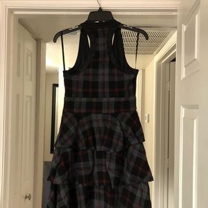 Bebe racer back plaid dress.